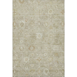 HomeRoots 10' X 14' Elegant Beige & Ivory Damask Washable Area Rug with UV Protection for High-Traffic Spaces 700805