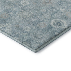 HomeRoots 5' x 8' Blue and Ivory Damask Area Rug – Stylish, Stain-Resistant, UV-Protected for Any Room! 700807