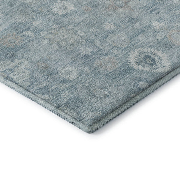 HomeRoots 5' x 8' Blue and Ivory Damask Area Rug – Stylish, Stain-Resistant, UV-Protected for Any Room! 700807