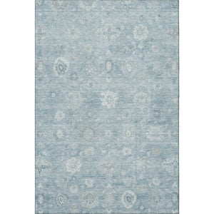 HomeRoots 5' x 8' Blue and Ivory Damask Area Rug – Stylish, Stain-Resistant, UV-Protected for Any Room! 700807