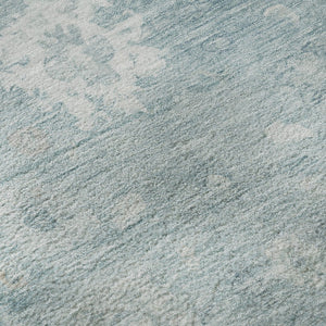 HomeRoots 8' Blue And Ivory Damask Round Rug - Stylish, Washable, UV-Protected, Durable Design for Every Home 700808