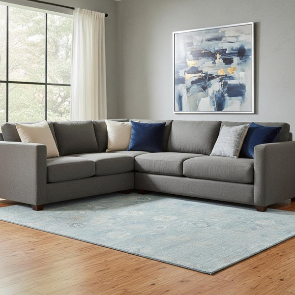 HomeRoots 8' X 10' Blue and Ivory Damask Area Rug - Washable, UV-Protected, Stylish for High-Traffic Rooms 700809