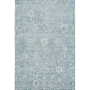 HomeRoots 8' X 10' Blue and Ivory Damask Area Rug - Washable, UV-Protected, Stylish for High-Traffic Rooms 700809