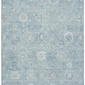 HomeRoots 8' X 10' Blue and Ivory Damask Area Rug - Washable, UV-Protected, Stylish for High-Traffic Rooms 700809