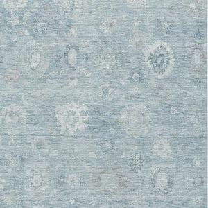 HomeRoots 10' Blue and Ivory Damask Washable Area Rug with UV Protection – Durable, Elegant, and Easy Care! 700811