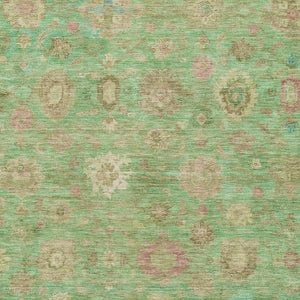 HomeRoots 9' X 12' Vibrant Lime Green, Pink & Teal Damask Washable Area Rug with UV Protection & Non-Slip Backing 700822