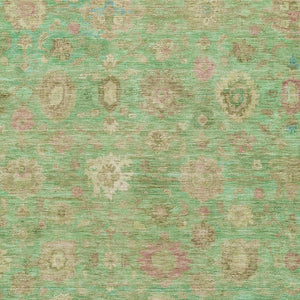 HomeRoots 10' X 14' Vibrant Damask Area Rug in Lime Green, Pink & Teal - Washable, UV Protected & Stylish 700823