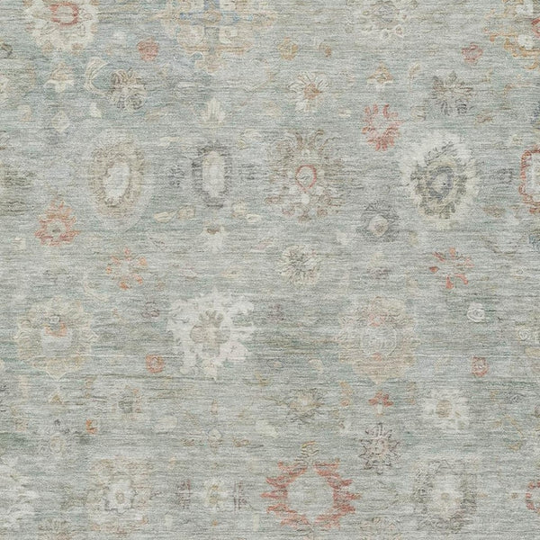 HomeRoots 5' X 8' Elegant Sage Ivory Copper Damask Area Rug - Washable, UV Protected & Non-Slip for Homes 700825