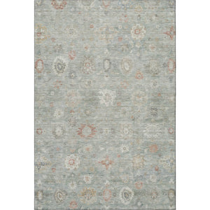 HomeRoots 5' X 8' Elegant Sage Ivory Copper Damask Area Rug - Washable, UV Protected & Non-Slip for Homes 700825