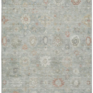 HomeRoots 9' X 12' Elegant Sage Ivory Copper Damask Area Rug - Washable, UV Protected, Pet-Friendly Comfort! 700828