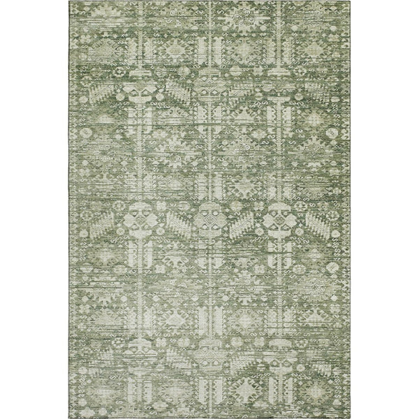 HomeRoots 5' X 8' Artichoke Green Oriental Area Rug - Stylish, Washable, Durable, and UV-Protected for Homes 700837