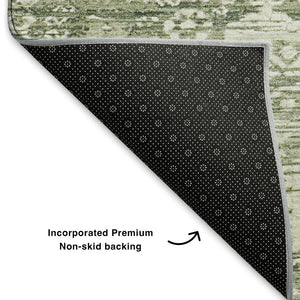 HomeRoots 5' X 8' Artichoke Green Oriental Area Rug - Stylish, Washable, Durable, and UV-Protected for Homes 700837