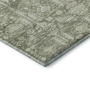 HomeRoots 5' X 8' Artichoke Green Oriental Area Rug - Stylish, Washable, Durable, and UV-Protected for Homes 700837