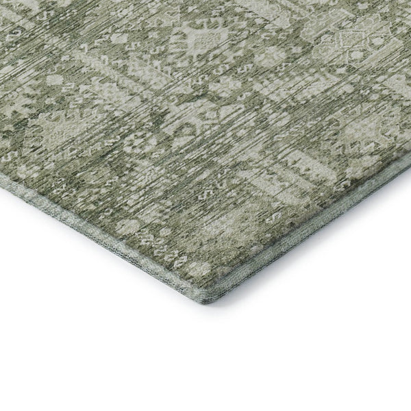 HomeRoots 5' X 8' Artichoke Green Oriental Area Rug - Stylish, Washable, Durable, and UV-Protected for Homes 700837