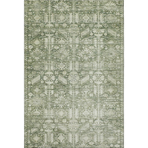 HomeRoots 8' X 10' Artichoke Green & Ivory Oriental Washable Area Rug – UV Protected, Durable & Stylish Comfort 700839