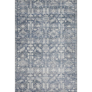 HomeRoots 5' Blue and Ivory Oriental Area Rug - Washable, UV Protected, Stain Resistant for Busy Homes 700843