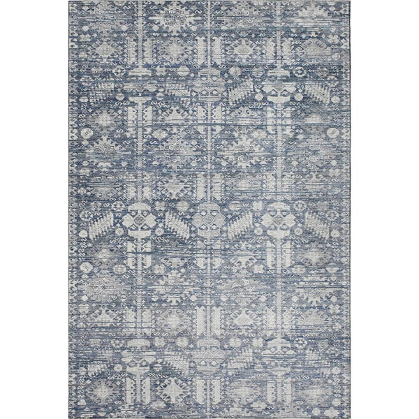 HomeRoots 5' Blue and Ivory Oriental Area Rug - Washable, UV Protected, Stain Resistant for Busy Homes 700843