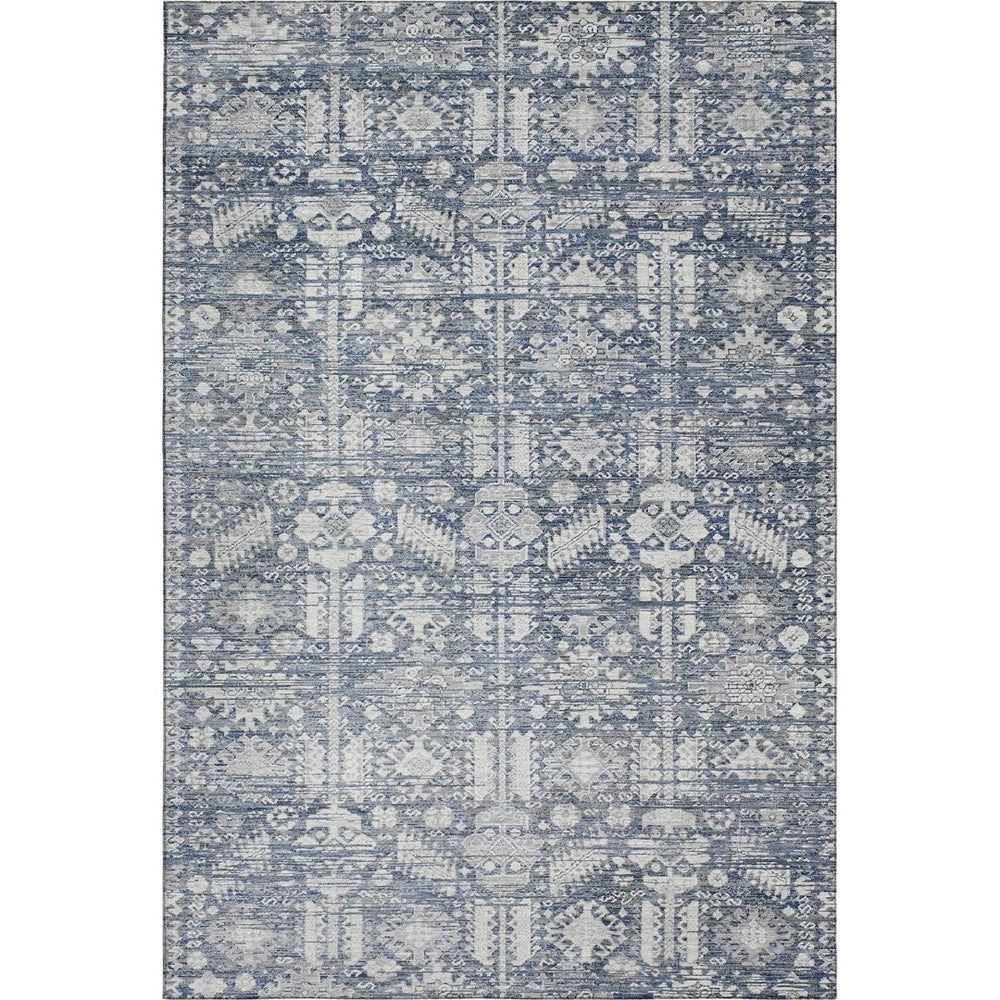 HomeRoots 8' X 10' Blue and Ivory Oriental Washable Rug - Durable, UV Protected, Stylish for Homes with Kids & Pets 700845