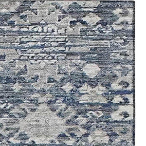 HomeRoots 9' X 12' Blue and Ivory Oriental Area Rug - Durable, Washable, UV Protected for Busy Homes & Style 700846