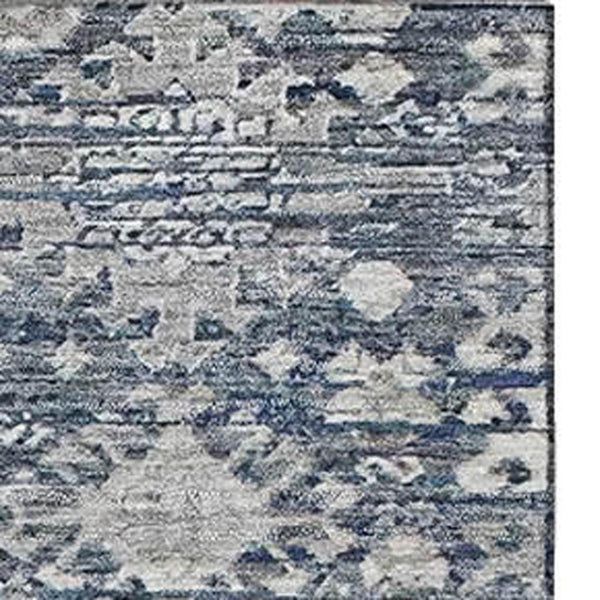 HomeRoots 9' X 12' Blue and Ivory Oriental Area Rug - Durable, Washable, UV Protected for Busy Homes & Style 700846