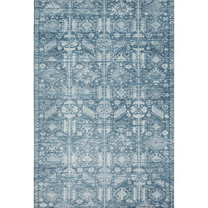 HomeRoots 8' X 10' Denim Blue & Ivory Oriental Area Rug – Washable, Stain Resistant, UV Protected & Stylish 700851