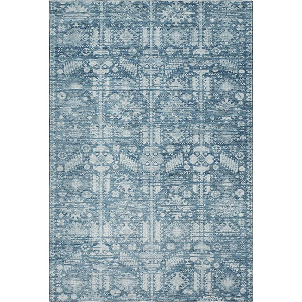 HomeRoots 8' X 10' Denim Blue & Ivory Oriental Area Rug – Washable, Stain Resistant, UV Protected & Stylish 700851