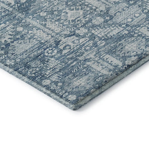 HomeRoots 8' X 10' Denim Blue & Ivory Oriental Area Rug – Washable, Stain Resistant, UV Protected & Stylish 700851