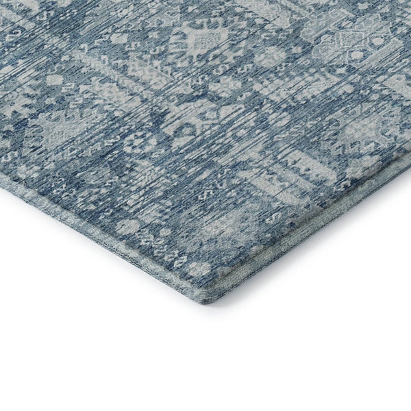 HomeRoots 8' X 10' Denim Blue & Ivory Oriental Area Rug – Washable, Stain Resistant, UV Protected & Stylish 700851