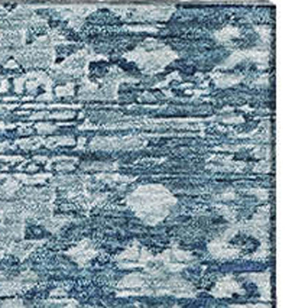 HomeRoots 8' X 10' Denim Blue & Ivory Oriental Area Rug – Washable, Stain Resistant, UV Protected & Stylish 700851