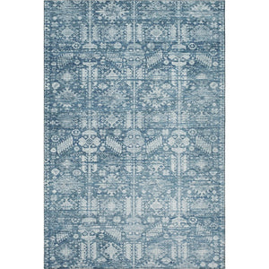 HomeRoots 10' X 14' Denim Blue & Ivory Oriental Area Rug - Stain-Resistant, UV-Protected, Easy-Care Design 700853