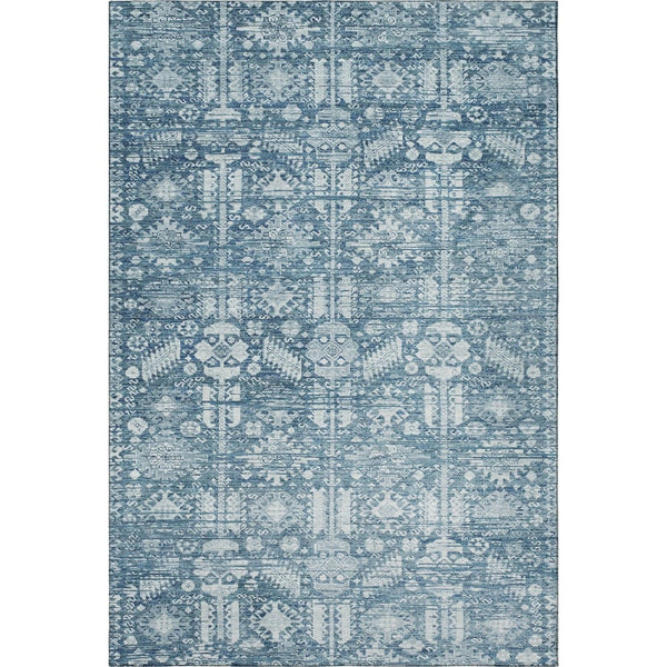 HomeRoots 10' X 14' Denim Blue & Ivory Oriental Area Rug - Stain-Resistant, UV-Protected, Easy-Care Design 700853