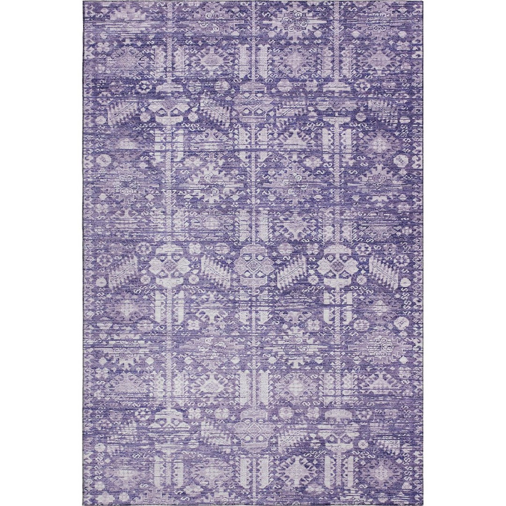 HomeRoots 9' X 12' Purple & Ivory Oriental Area Rug - Washable, UV Protected, Stain Resistant, Durable Design 700858