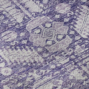 HomeRoots 9' X 12' Purple & Ivory Oriental Area Rug - Washable, UV Protected, Stain Resistant, Durable Design 700858