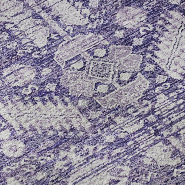 HomeRoots 9' X 12' Purple & Ivory Oriental Area Rug - Washable, UV Protected, Stain Resistant, Durable Design 700858