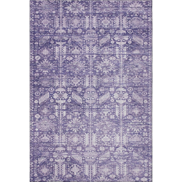 HomeRoots 9' X 12' Purple & Ivory Oriental Area Rug - Washable, UV Protected, Stain Resistant, Durable Design 700858