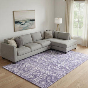 HomeRoots 10' X 14' Stylish Purple & Ivory Oriental Area Rug - Washable, Stain Resistant, UV Protected Design! 700859