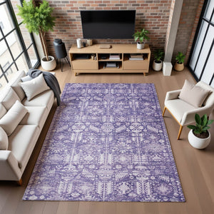 HomeRoots 10' X 14' Stylish Purple & Ivory Oriental Area Rug - Washable, Stain Resistant, UV Protected Design! 700859