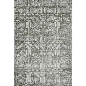 HomeRoots 5' x 8' Pewter and Silver Oriental Area Rug – Durable, Washable, UV-Protected for High-Traffic Spaces 700861