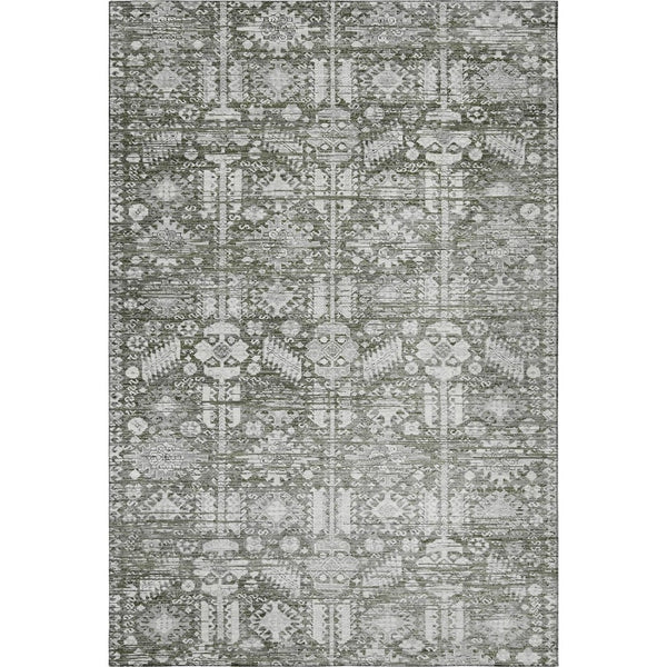 HomeRoots 5' x 8' Pewter and Silver Oriental Area Rug – Durable, Washable, UV-Protected for High-Traffic Spaces 700861
