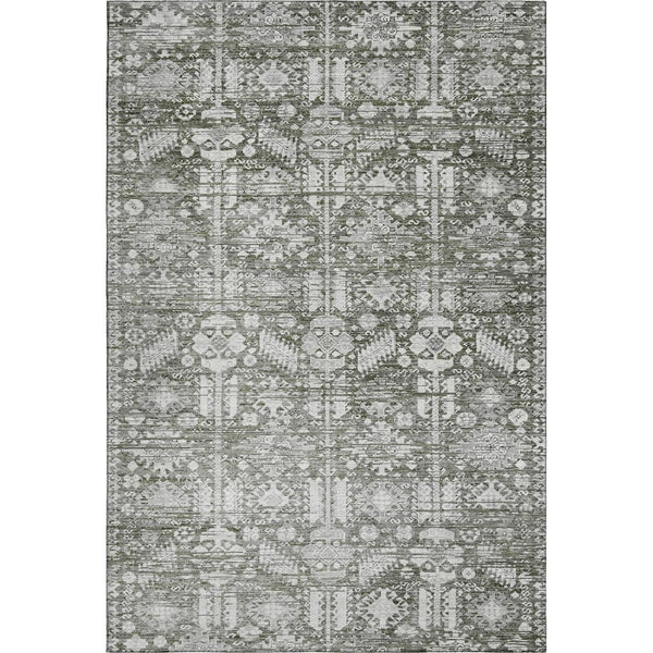 HomeRoots 8' X 10' Pewter and Silver Oriental Area Rug - Durable, Washable with UV Protection for Busy Homes 700863
