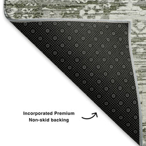HomeRoots 8' X 10' Pewter and Silver Oriental Area Rug - Durable, Washable with UV Protection for Busy Homes 700863