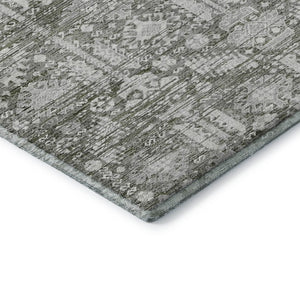 HomeRoots 8' X 10' Pewter and Silver Oriental Area Rug - Durable, Washable with UV Protection for Busy Homes 700863