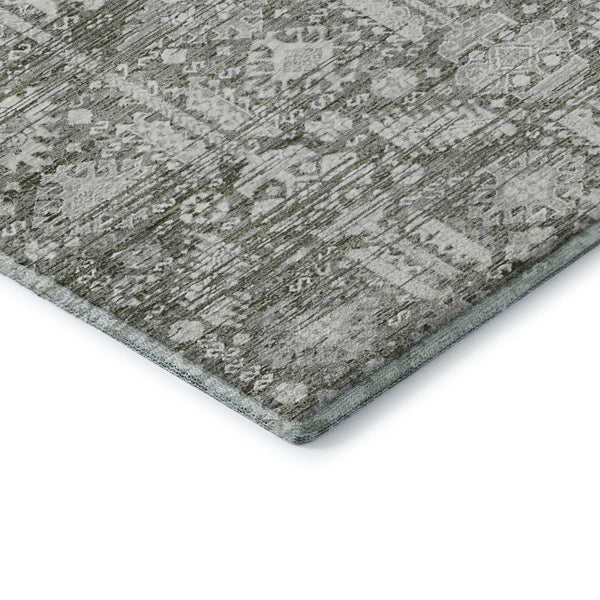 HomeRoots 8' X 10' Pewter and Silver Oriental Area Rug - Durable, Washable with UV Protection for Busy Homes 700863
