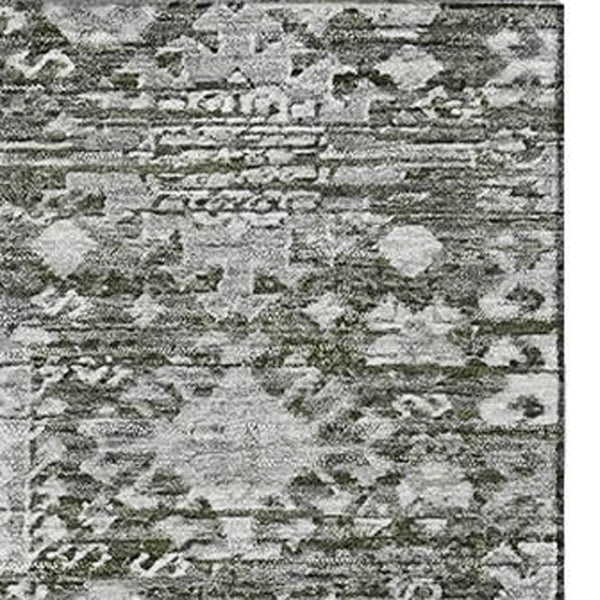 HomeRoots 8' X 10' Pewter and Silver Oriental Area Rug - Durable, Washable with UV Protection for Busy Homes 700863