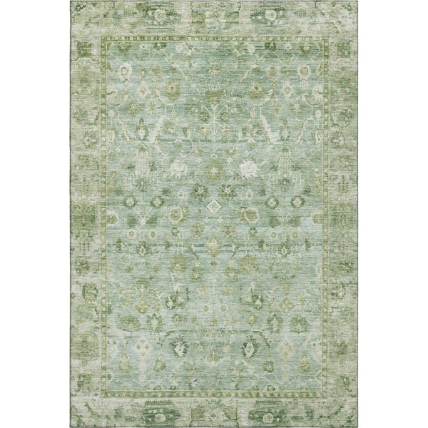 HomeRoots 8' X 10' Artichoke Green & Ivory Oriental Washable Area Rug with UV Protection for Kids & Pets 700875