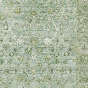 HomeRoots 8' X 10' Artichoke Green & Ivory Oriental Washable Area Rug with UV Protection for Kids & Pets 700875