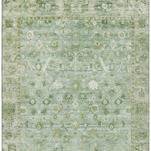 HomeRoots 8' X 10' Artichoke Green & Ivory Oriental Washable Area Rug with UV Protection for Kids & Pets 700875