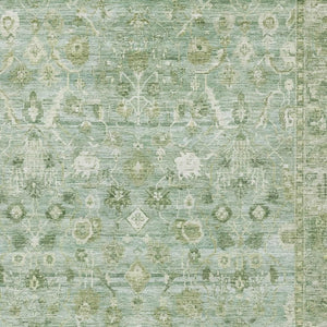 HomeRoots 10' X 14' Artichoke Green & Ivory Oriental Washable Area Rug with UV & Stain Resistance for Homes 700877