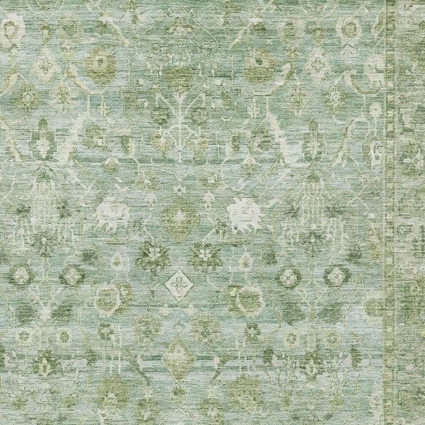 HomeRoots 10' X 14' Artichoke Green & Ivory Oriental Washable Area Rug with UV & Stain Resistance for Homes 700877