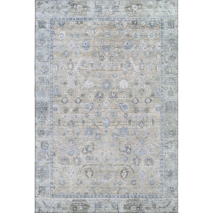 HomeRoots 5' X 8' Beige and Blue Oriental Area Rug – Stylish, Washable, UV-Protected with Stain Resistance! 700879